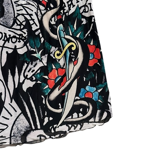 Ed Hardy Printed Mesh Lined Mini Skirt Women’s Size Large - Picture 4 of 8
